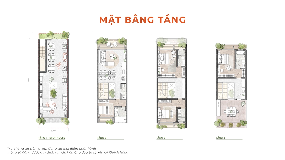 Mặt bằng tầng nhà phố đại lộ Coastal Quảng Ngãi với bố trí không gian tối ưu cho ở và kinh doanh.