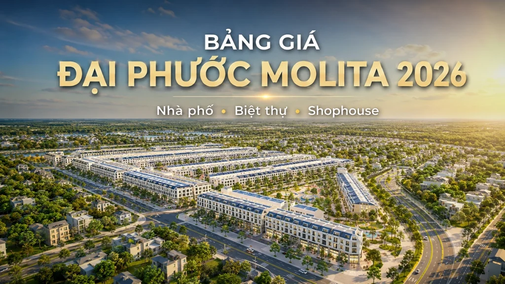 Bảng giá Đại Phước Molita 2026 với các sản phẩm nhà phố, biệt thự và shophouse tại Bàu Bàng Bình Dương