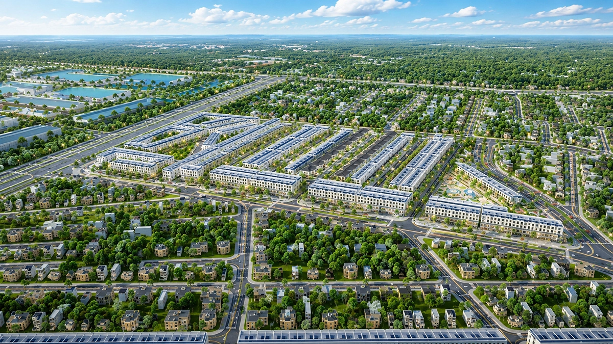 Phối cảnh đêm dự án Đại Phước Molita tại xã Trừ Văn Thố, huyện Bàu Bàng, tỉnh Bình Dương